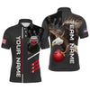 Maxcorners Personalized Us Flag Eagle Bowling Shirt Bowling Jersey For Men Polo & 1/4 Zip Shirt Team League
