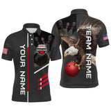 Maxcorners Personalized Us Flag Eagle Bowling Shirt Bowling Jersey For Men Polo & 1/4 Zip Shirt Team League