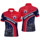 Maxcorners Personalized Us Flag Bowling Jersey For Men Bowling Gifts Bowling Team Jersey With Name Polo & 1/4 Zip.