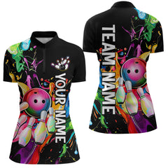 Maxcorners Colorful Bowling Shirt Bowling Jersey Men Personalized Bowling Team Jersey Polo & 1/4 Zip LM0803