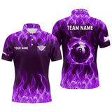 Maxcorners Personalized Purple Flaming 8 Ball Pool Men Billiard Polo & 1/4 Zip Shirts Billiard Shirt Billiard Team Jerseys For Team LM113