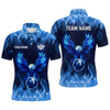 Maxcorners Personalized Blue Eagle Flaming 8 Ball Pool Bliiard Polo & 1/4 Zip, Billiard Shirt for Men, Billiard Team Jerseys LM133