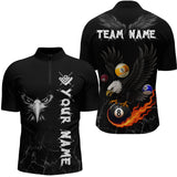 Maxcorners Custom Black Eagle 8 Ball Billiard Shirts for Men Billiard Team Jerseys Polo & 1/4 Zip Shirts LM2206