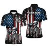 Maxcorners Custom US Skull 8 Ball Billiard Shirts for Men Billiard Team Shirts Billiard League Polo & 1/4 Zipper LM0412