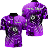 Maxcorners Purple Billiard Shirt 8 Ball Personalized Billiard Jersey For Men Billiard Gifts For Men Team Polo & 1/4 Zip