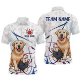 Maxcorners Custom Funny Dog Paw Bowling Men Polo & 1/4 Zip Shirts Bowling Team Jerseys  LM3006