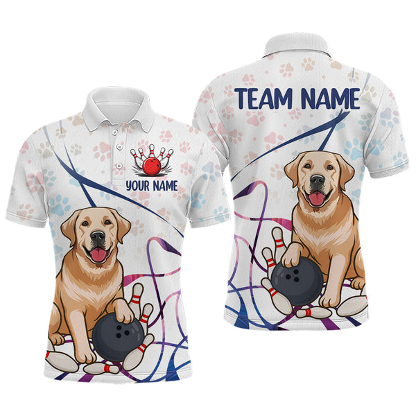 Maxcorners Custom Funny Dog Paw Bowling Men Polo & 1/4 Zip Shirts Bowling Team Jerseys  LM3006