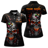 Maxcorners Personalized Thunder Skull Billiard Jerseys Men Polo & 1/4 Zip Shirt Funny Skull 8 Ball Pool Billiard for Men Team