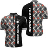 Maxcorners Dark Grey Bowling Pattern Custom Men Bowling Polo & Quarter-Zip Shirts Bowling Team Jerseys Lm243