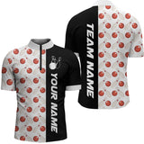 Maxcorners White Bowling Pattern Custom Men Bowling Polo & Quarter-Zip Shirts Bowling Team Jerseys Lm243
