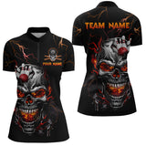 Maxcorners Personalized Thunder Bowling Jerseys Men Polo & 1/4 Zip Shirt Funny Skull Bowling Shirt For Men Bowling Jersey