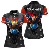 Maxcorners Eagle US Flag Bowling Custom Men Bowling Shirt Polo & Quarter-Zip Bowling Team Jerseys LM1625