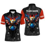 Maxcorners Eagle US Flag Bowling Custom Men Bowling Shirt Polo & Quarter-Zip Bowling Team Jerseys LM1625