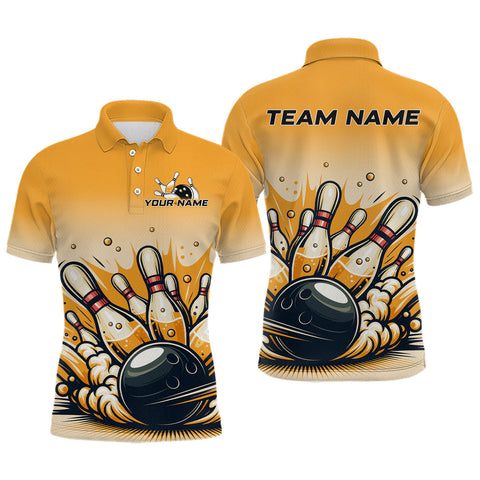 Maxcorners Funny Beer Bowling Jersey for Men Custom Bowling Uniform Polo & 1/4 Zip Team Bowling Shirts MT2808
