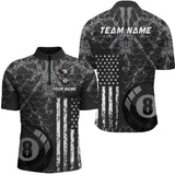 Maxcorners American Flag Eagle Billiard Jerseys Custom Name 8 Ball Pool Billiard for Men Billiard Shirts Polo & 1/4 Zip Shirt