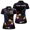 Maxcorners Purple Thunder US Flag Eagle Bowling Shirts for Men Team Bowling Polo & Quarter-Zip LM3006