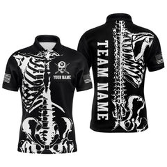 Maxcorners Custom Skull Bone 8 Ball Billiard Shirts for Men Billiard Team Jerseys Polo & 1/4 Zip Shirts MT1706