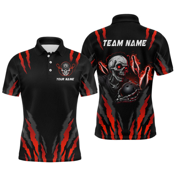 Maxcorners Skull Bowling Custom Men Bowling Polo & Quarter-Zip Bowling Team Jerseys LM243