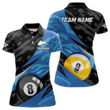 Maxcorners Blue Billiard Jerseys 8 9 Ball Pool Billiard Shirts For Men & Womenpolo & 1/4 Zip Shirt Billiards Gifts Team Jersey