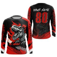 Maxcorners Red Dinosaur Motocross Racing Jersey UPF30+ MX Racing Dirt Bike Jersey Kid Men Women LM2809