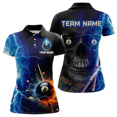 Maxcorners Custom Skull Thunder Billiard Shirts for Men Billiard Team Jerseys Polo & 1/4 Zip Shirts MT1706