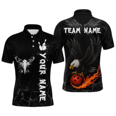 Maxcorners Custom Black Eagle Bowling Men Bowling Shirt Polo & Quarter-Zip Bowling Team Jerseys LM0706