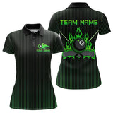 Maxcorners Custom Green 8 Ball Flame Billiard Shirts for Men, Billiard Team Polo & 1/4 Zip Shirts MT1607