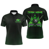 Maxcorners Custom Green 8 Ball Flame Billiard Shirts for Men, Billiard Team Polo & 1/4 Zip Shirts MT1607