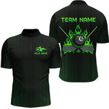 Maxcorners Custom Green 8 Ball Flame Billiard Shirts for Men, Billiard Team Polo & 1/4 Zip Shirts MT1607