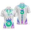Maxcorners Custom White Neon 8 Ball Crown Billiard Shirts for Men and Team Polo & 1/4 Zip Shirts LM2206
