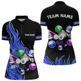 Maxcorners Custom Blue Flame Billiard Shirts for Men Billiard Team Jerseys Polo & 1/4 Zip Shirts MT1706