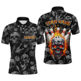 Maxcorners Men Skull Custom Bowling Team Shirts Unisex Bowling Men Short Sleeve Polo & Quarter-Zip