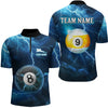 Maxcorners Blue Thunder 8 & 9 Ball Billiards Shirt Men Team Polo & 1/4 Zip Shirts Billiard Jersey LM2509