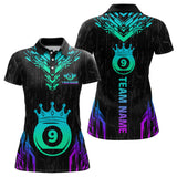 Maxcorners Custom Black 9 Ball Crown Neon Billiard Shirts for Men Billiard Team Shirts Billiard League LM2007