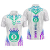 Maxcorners Custom White 9 Ball Crown Neon Billiard Shirts for Men Billiard Team Shirts Billiard Leagu LM2007