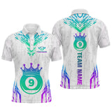 Maxcorners Custom White 9 Ball Crown Neon Billiard Shirts for Men Billiard Team Shirts Billiard Leagu LM2007