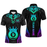 Maxcorners Custom Black 9 Ball Crown Neon Billiard Shirts for Men Billiard Team Shirts Billiard League LM2007