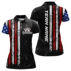 Maxcorners American Flag Bowling Custom Men Bowling Shirt Polo & Quarter-Zip Bowling Team Jerseys LM283