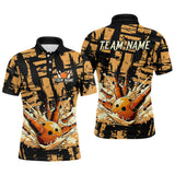 Maxcorners Yellow Beer Bowling Jersey for Men Custom Bowling League Team Bowling Shirts Polo & 1/4 Zip MT2808
