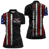 Maxcorners Custom Name American Flag Billiard Jerseys 8 Ball Pool Billiard Shirts For Men And Women Polo & 1/4 Zip Shirt