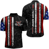 Maxcorners Custom Name American Flag Billiard Jerseys 8 Ball Pool Billiard Shirts for Men Polo & 1/4 Zip Shirt