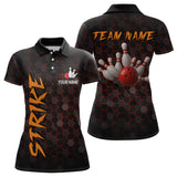 Maxcorners Custom Strike Red Bowling Men Bowling Shirt Polo & Quarter-Zip Bowling Team Jerseys LM0706