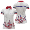 Maxcorners Custom Eagle US Flag Bowling Men Bowling Shirt Polo & Quarter-Zip Bowling Team Jerseys LM0706