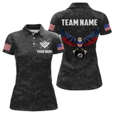 Maxcorners Billiard Shirt For Men Custom Name American Flag Eagle Billiard Jersey 8 Ball Pool Billiard For Men Team Shirt