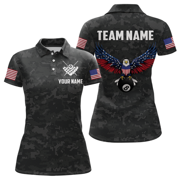 Maxcorners Billiard Shirt For Men Custom Name American Flag Eagle Billiard Jersey 8 Ball Pool Billiard For Men Team Shirt