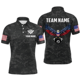 Maxcorners Billiard Shirt For Men Custom Name American Flag Eagle Billiard Jersey 8 Ball Pool Billiard For Men Team Shirt