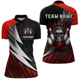 Maxcorners Red Skull Crown Bowling Custom Men Bowling Shirt Polo & Quarter-Zip Bowling Team Jerseys