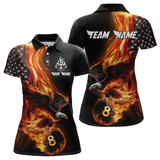 Maxcorners Custom Flaming US Flag Eagle Billiard Jersey for Men Billiard Shirt Billiard Gifts Polo & 1/4 Zip LM0607