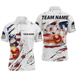 Maxcorners Us Flag Bowling Shirt For Men & Women 3D Custom Bowling Jersey Shirts Team Polo & Quarter-Zip