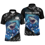 Maxcorners Custom Shark Bowling League Shirts For Men, Personalized Bowling Team Jerseys Polo & Quarter-Zip LM113